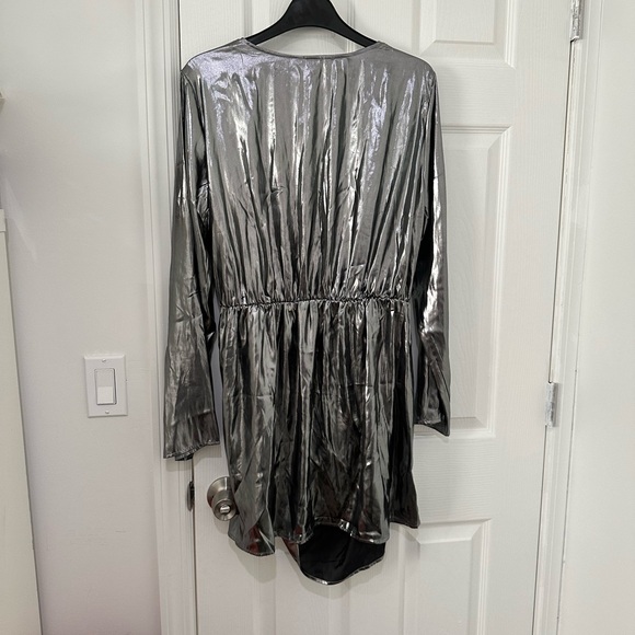 Shiny Silver Wrap Dress - Picture 3 of 4